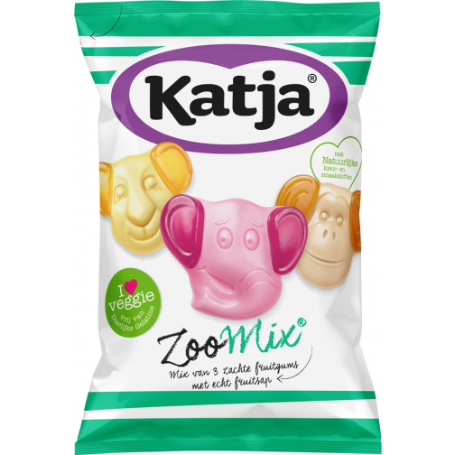 Katja Zoo Mix bonbons, mélange de 3 gommes molles aux fruits avec du vrai jus de fruits, sachet de 255 g