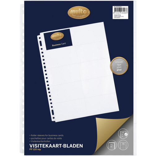Multo pochette perforée pour cartes de visite ft A4, 10 pochettes, pak van 10 stuks