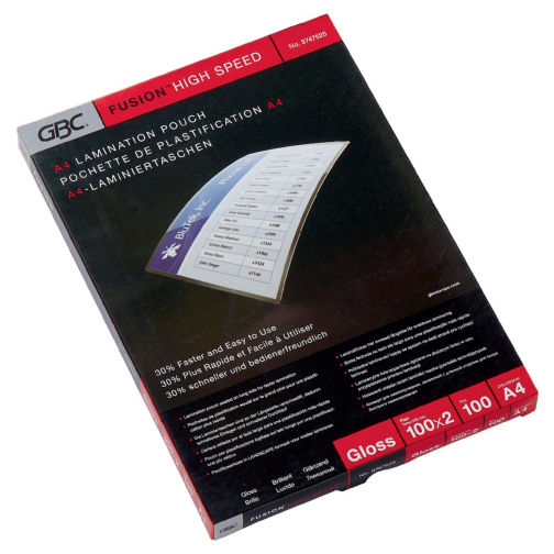 GBC HighSpeed pochette à plastifier ft A4, 200 microns (2 x 100 microns), paquet de 100 pièces