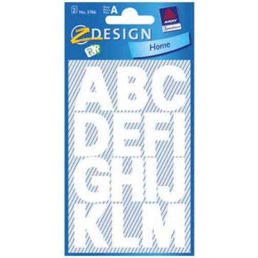 Avery Etiquettes chiffres et lettres A-Z large, 2 feuilles, blanc, film résistant aux intempéries