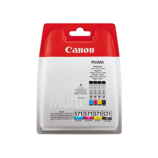 Inktcartridge Canon CLI-571 zwart + 3 kleuren