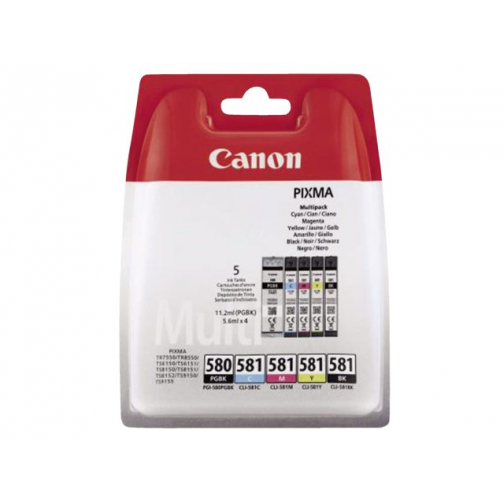 Inktcartridge Canon PGI-580 CLI-581 2x zw + 3 kl