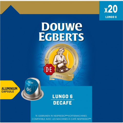 Douwe Egberts Lungo Decaf capsules de café, paquet de 20 pièces