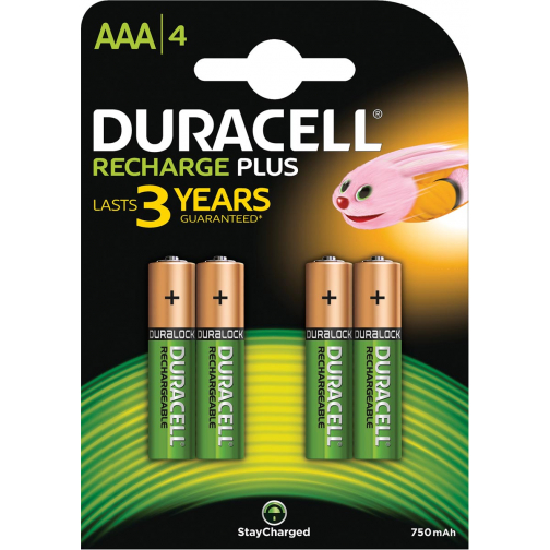 Duracell piles Recharge Plus, AAA, blister de 4 pièces