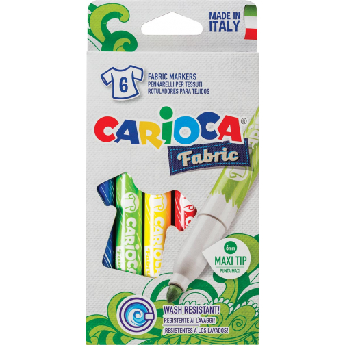 Carioca feutre textile Fabric, boîte de 6 pièces en couleurs assorties
