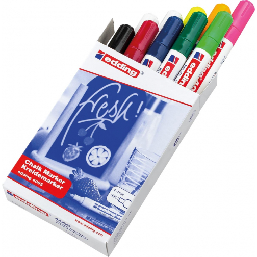 Edding marqueur craie e-4095, couleurs assorties, boîte de 10 pièces