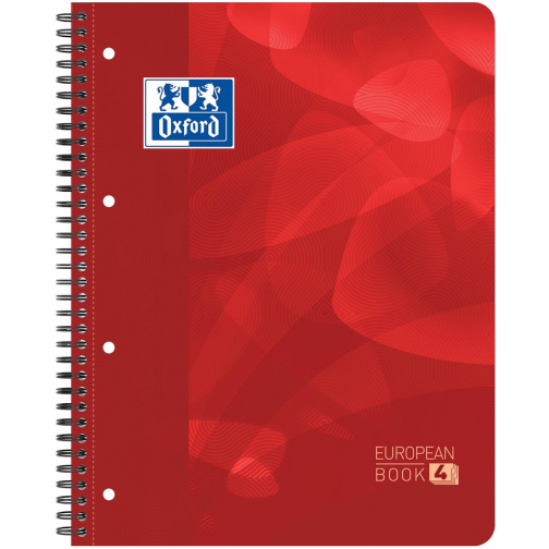 Oxford School Projectbook cahier à reliure, ft A4+, 4 trous, quadrillé 5 mm, rouge