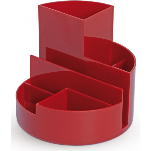 MAUL Organisateur de bureau Roundbox Eco, 85% recycled, Ø14x12.5cm, 7 compartiments, plumier rouge