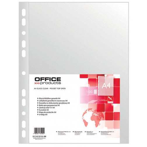 OFFICE products pochette perforée, A4, 45 microns, paquet de 100 pièces