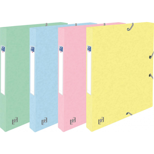 Oxford Top File+ boîte de rangement, dos de 2,5 cm, couleurs pastel assorties, paquet de 4 pièces