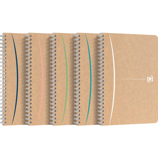 Oxford Touareg cahier à reliure spirale, 180 pages ft A5, quadrillé 5 mm, couleurs assorties