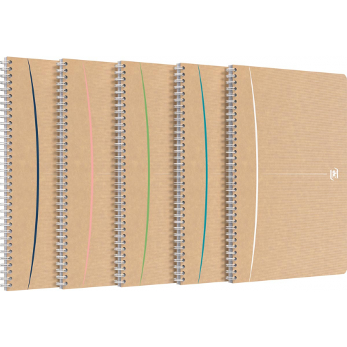 Oxford Touareg cahier à reliure spirale, 180 pages ft A4, quadrillé 5 mm, couleurs assorties