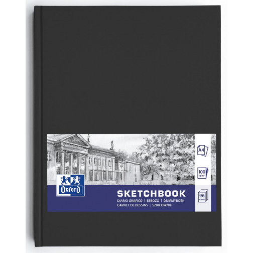 Oxford "Sketchbook" carnet de dessin, 96 feuilles, 100 g/m², ft A4, noir