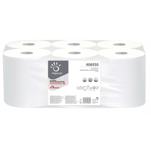 Papernet essuie-mains en papier Standard, centerfeed, 1 pli, 292 mètres, paquet de 6 pièces