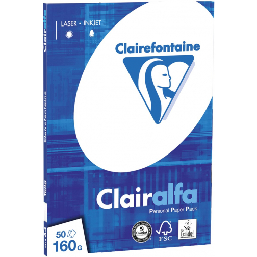Clairefontaine Clairalfa papier de présentation A4, 160 g, paquet de 50 feuilles