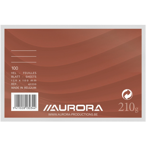 Aurora fiches blanches, ft 10 x 15 cm, ligné, 210 g/m², paquet de 100 pièces