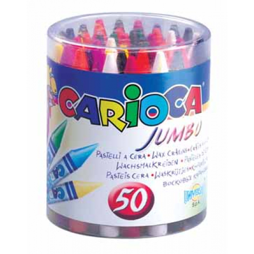 Carioca craie à la cire Wax Maxi, pot de 50 pièces en couleurs assorties