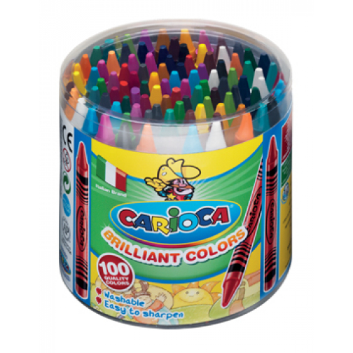 Carioca craie à la cire Wax, pot de 100 pièces en couleurs assorties