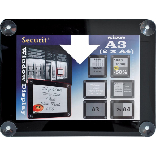 Securit porte-affiches vitre ft A3, noir