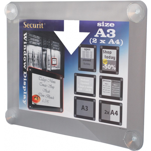Securit porte-affiches vitre, ft A3, gris