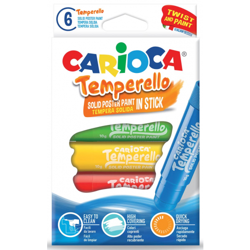 Carioca stick gouache Temperello, étui cartonné de 6 pièces
