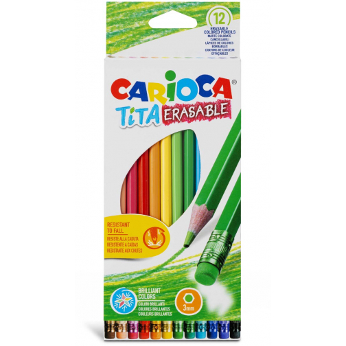 Carioca crayon de couleur à gomme Tita, 12 pièces en étui cartonné