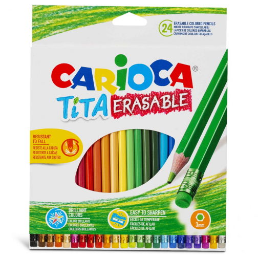 Carioca crayon de couleur à gomme Tita, 24 pièces en étui cartonné