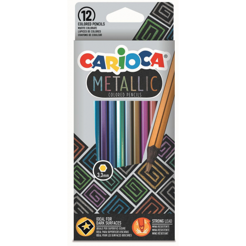 Carioca crayon de couleur Metallic, 12 pièces en étui cartonné