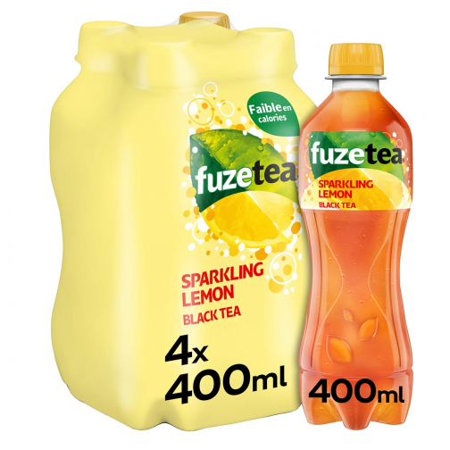Fuze Tea boisson rafraîchissant, pétillant, bouteille de 40 cl, paquet de 24 pièces, thé noir