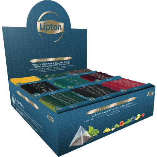 Lipton thé Assortiment d'Exclusive Selection, 9 variétés, présentoir de 108 sachets