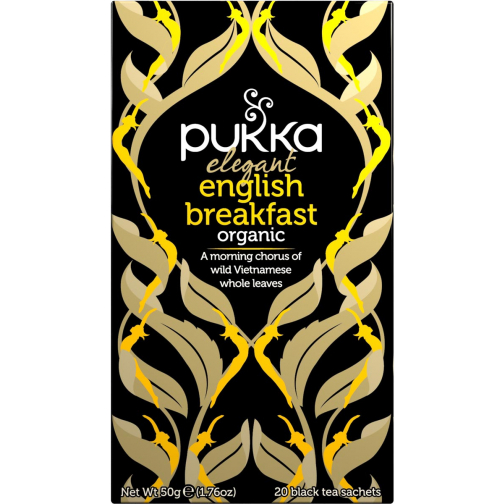 Pukka thé bio, English Breakfast, paquet de 20 pièces
