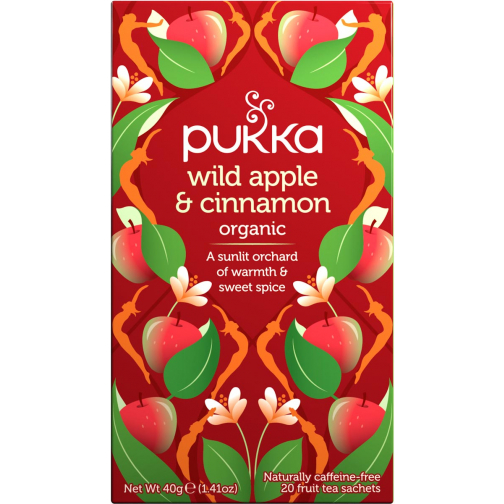 Pukka thé bio, Wild Apple - Cinnamon, paquet de 20 pièces