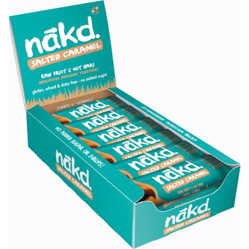 Nakd Salted Caramel, barre de 35 g, paquet de 18 pièces