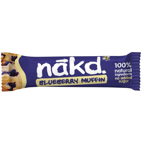 Nakd Blueberry Muffin, barre de 35 g, paquet de 18 pièces