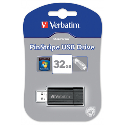 Verbatim PinStripe clé USB 2.0, 32 Go, noir