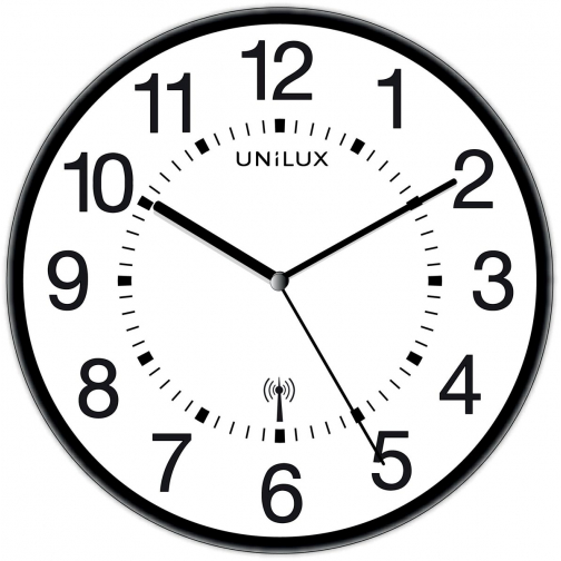 Unilux horloge Wave, radiogestuurd, diamètre 30 cm, noir/blanc