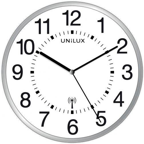 Unilux horloge Maxi Wave, 37,5 cm, radiogestuurd, gris et blanc