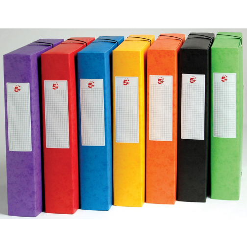 Pergamy boîte de classement, dos de 6 cm, couleurs assorties