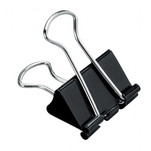 Pergamy clip foldback, 25 mm, noir, boîte de 12 pièces