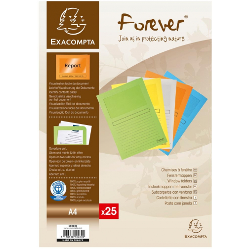 Exacompta l-map Forever, pour ft A4, paquet de 25 pièces, couleurs pastel assorties