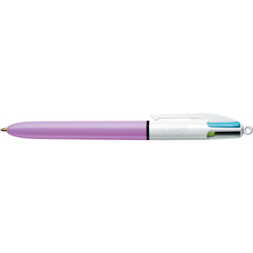 Bic 4 Colours Fun stylo bille 4 couleurs, moyen, 4 couleurs d'encre pastel, corps rose pastel