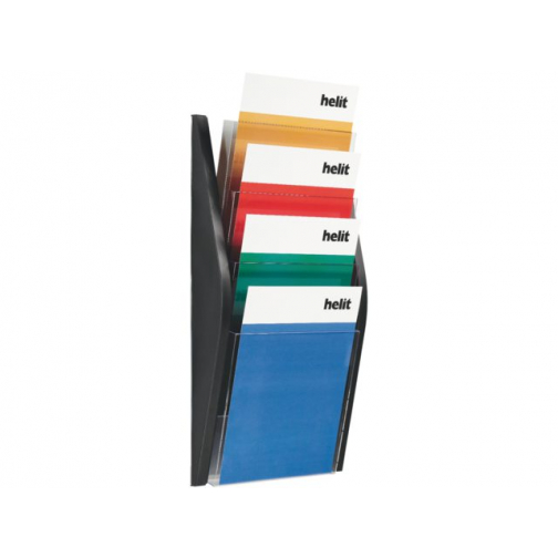 Folderhouder Helit Wand 4 X A4 Zwart