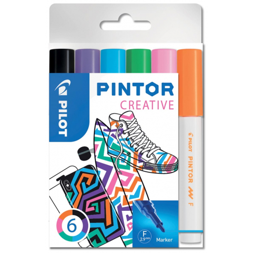 Pilot Pintor Creativ marqueur, fine, blister de 6 pièces en couleurs assorties