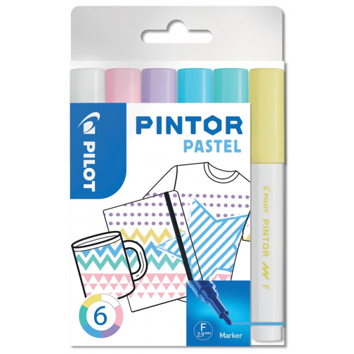 Pilot Pintor Pastel marqueur, fine, blister de 6 pièces en couleurs assorties