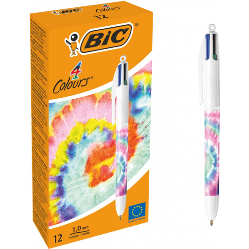 Bic 4 Colours Decors stylo bille Botanical Universe, moyen, boîte de 12 pièces