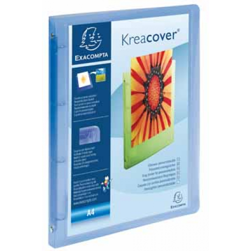 Exaclair Classeur personnalisable Kreacover 4 anneaux, bleu transparent