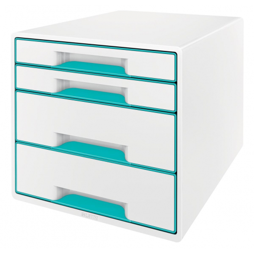 Leitz bloc à tiroirs WOW, 4 tiroirs, blanc/bleu glacier