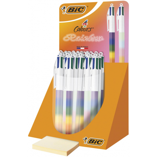 BIC Colours Rainbow stylo bille 4 couleurs, moyen, display de 30 pièces