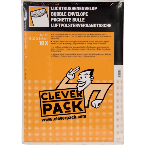 Cleverpack enveloppes à bulles d'air, ft 300 x 445 mm, avec bande adhésive, blanc, paquet de 10 pièces