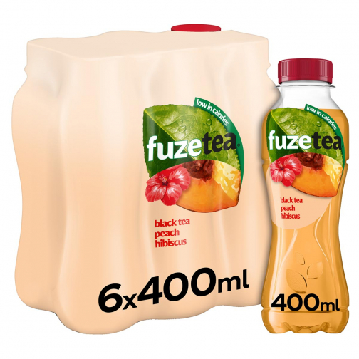 Fuze Tea boisson rafraîchissant, non pétillant, bouteille de 40 cl, paquet de 24 pièces, pêche hibiscus